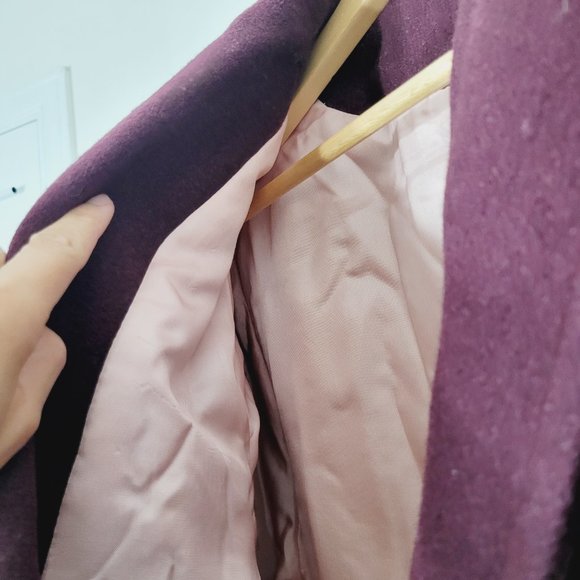 Balimel Vintage Plum Double Breasted Coquette Jacket Wool Blend Lined Elegance - Picture 5 of 15